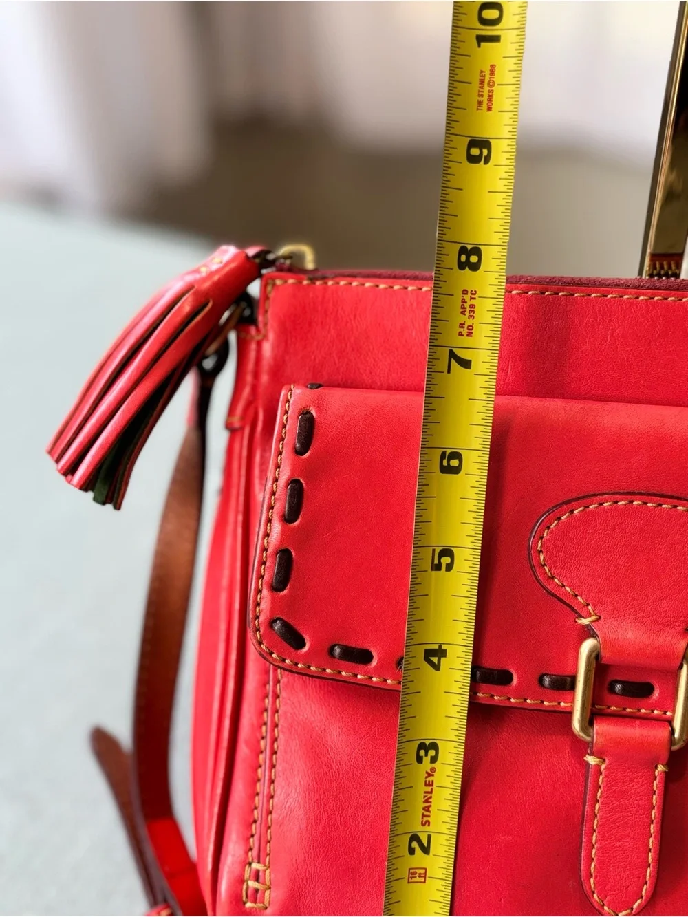 Dooney & Bourke Persimmon Florentine Leather Shoulder Bag with Strap Extender